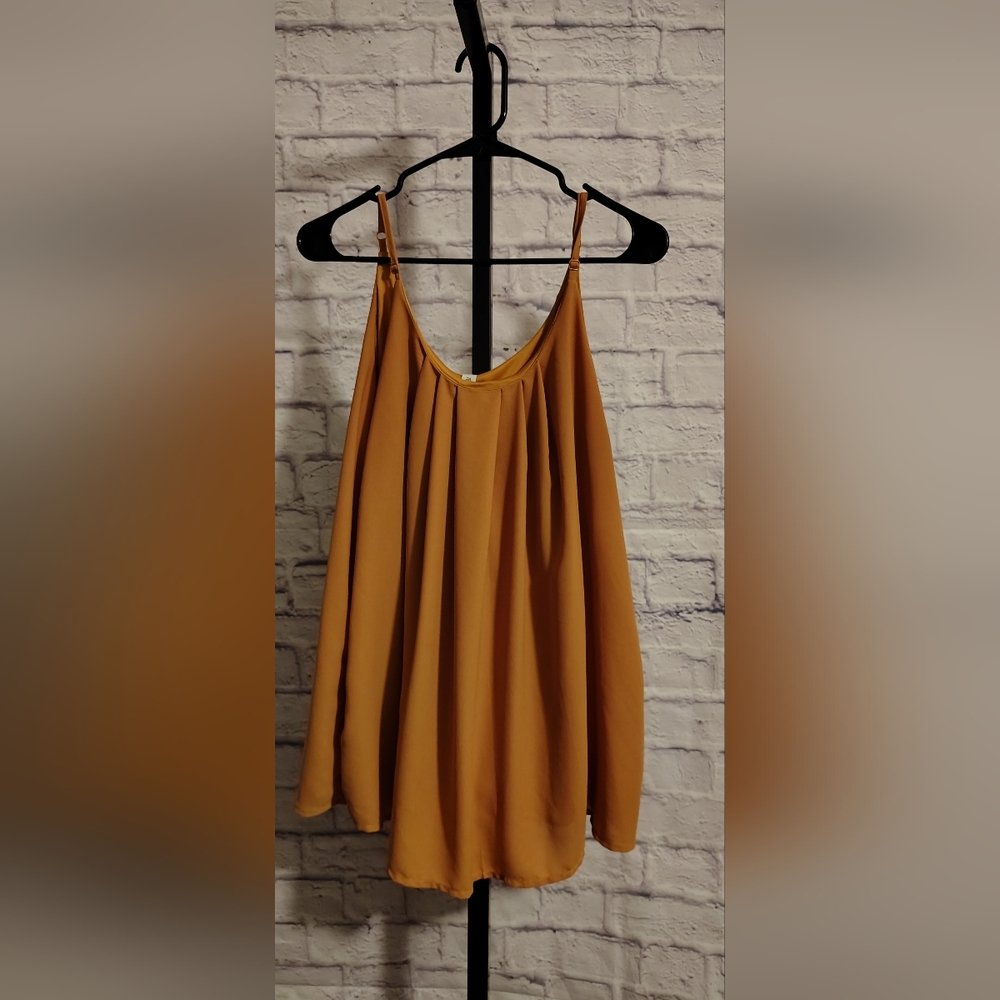 Zenana Outfitters Women's 1X Mustard Yellow Tank Top Blouse